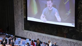 Zelensky lors d'un discours devant le Conseil de sécurité de l'ONU le 27 septembre 2022