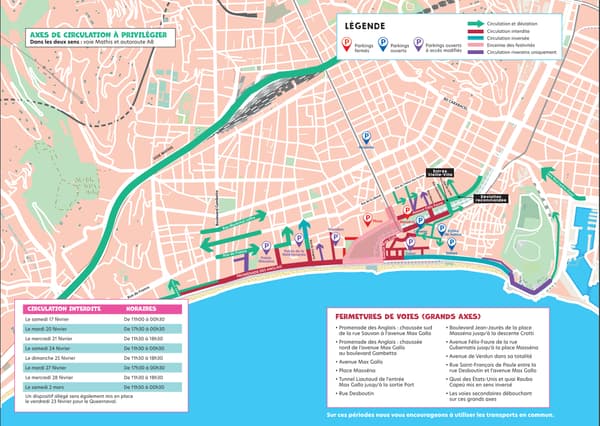 La promenade des Anglais sera régulièrement fermée à la circulation durant le carnaval de Nice.