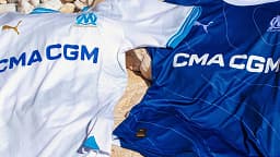 Les nouveaux maillots de l'OM pour la saison 2023-2024.