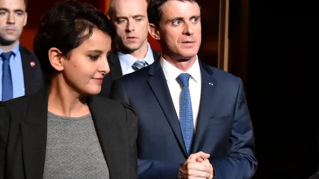 Najat Vallaud Belacem (ici avec Manuel Valls) serait intervenu pour que la réforme du mode de calcul des APL soit abandonné.