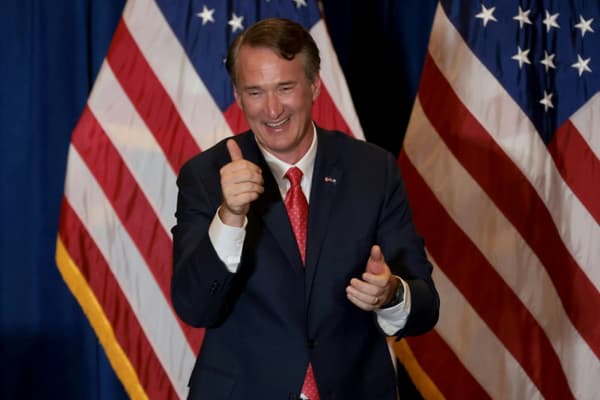 Republican Glenn Youngkin addresses supporters on November 3, 2021 in Chantilly, Virginia.
