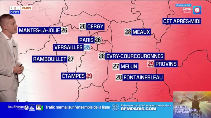 Météo Paris Île-de-France: éclaircies, mais risque d'averses ce jeudi, avec 29°C à Provins et 25°C à Versailles 