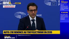 Renoncement aux moteurs tout-électrique en 2035: "Nous avons trouvé l'équilibre du moment", estime le commissaire européen Stéphane Séjourné