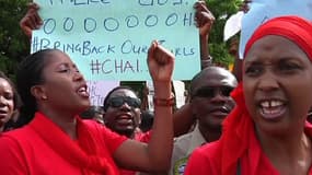 Manifestation de soutien aux jeunes filles enlevées, mardi à Abuja, la capitale nigériane.