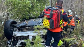 Intervention des pompiers après un accident de la route à Lantosque