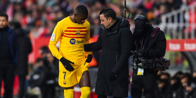 Ousmane Dembélé et Xavi le 28/01/2023 avec le Barça