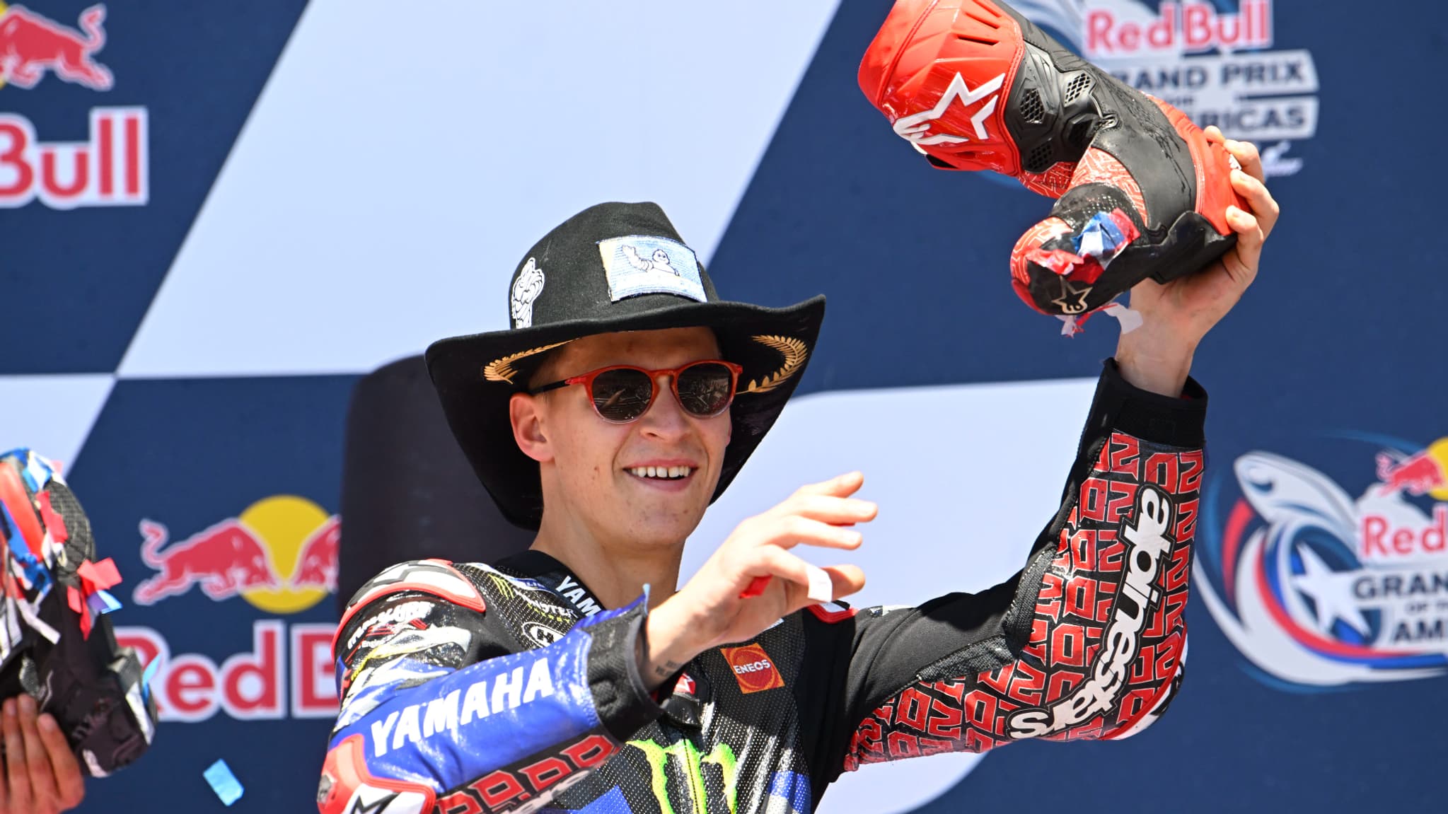 Fabio Quartararo, à Atlanta après le GP des Amériques, le 16 avril 2023. Fabio Quartararo, à Atlanta après le GP des Amériques, le 16 avril 2023.