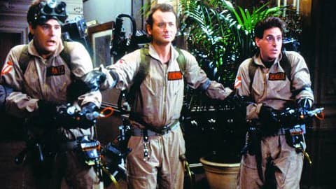 Bill Murray, Dan Akroyd et Rick Moranis, dans "Ghostbusters" en 1984.