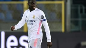 Le défenseur du Real Madrid Ferland Mendy auteur de l'unique but du match contre l'Atalanta en 8e de finale aller de Ligue des champions, le 24 février 2021 à Bergame   
