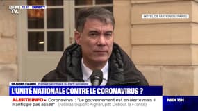 Coronavirus: "Pour le moment, le gouvernement fait le boulot, nous lui assurons notre soutien", déclare Olivier Faure (PS)