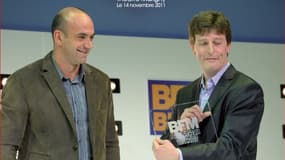 Thierry Lunati, le co-fondateur de Viadeo avec Olivier Fécherolle était venu recevoir l'Award de la révélation de l'année. Ici, avec Loic Le Meur (photo)