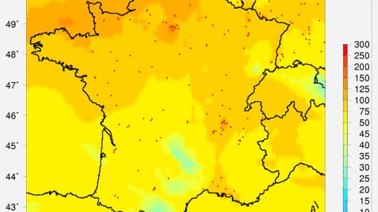 La carte du jour de la pollution aux particules inférieures à 10 microns ou 10 PM La carte du jour de la pollution aux particules inférieures à 10 microns ou 10 PM