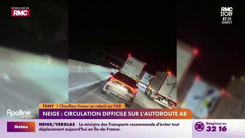 Neige : Circulation difficile sur l'autoroute A8