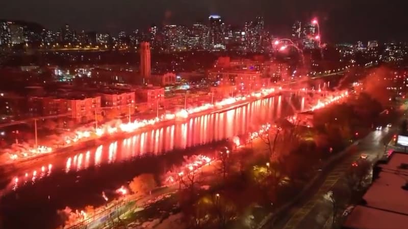 Au tour de MontrÃ©al de s'embraser: l'impressionnant craquage de fumigÃ¨nes et feux d'artifices...