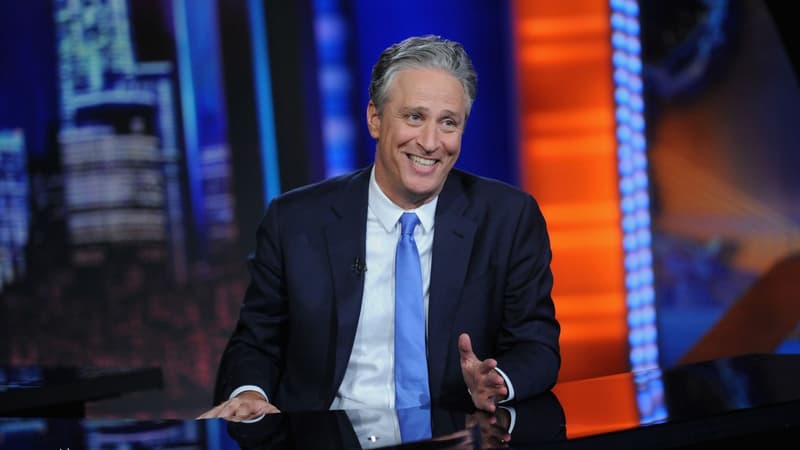 Jon Stewart sur le plateau du "Daily Show" pour sa dernière. - Brad Barket / Getty Images North America / AFP