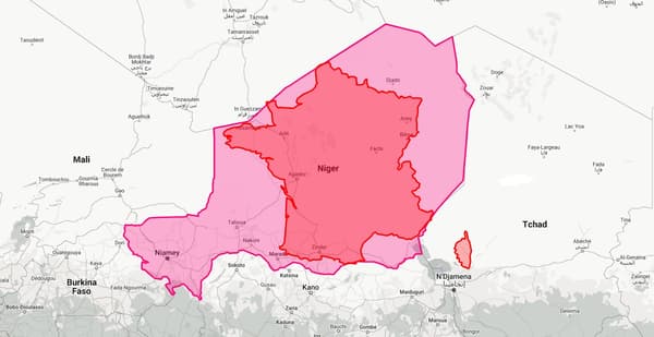 Comparaison de la superficie de la France par rapport au Niger. 