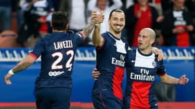 Zlatan Ibrahimovic, au centre, avec Christophe Jallet, à droite, en mai 2014