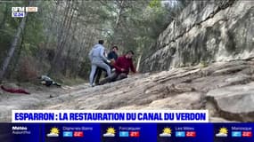Esparron-de-Verdon : des jeunes restaurent l'ancien canal du Verdon