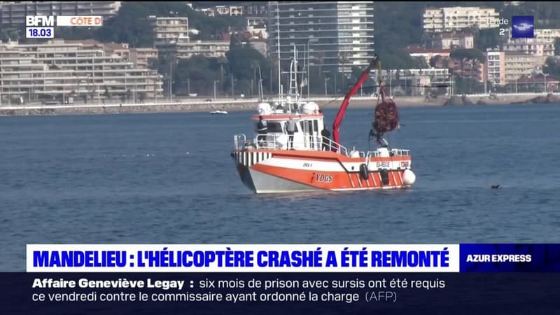 Crash d'hélicoptère à Mandelieu-la-Napoule: la carcasse de l'appareil a été remontée