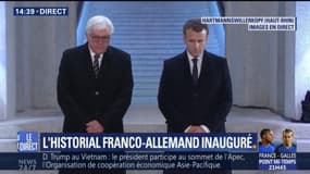 Emmanuel Macron et son homologue allemand se recueillent lors de l’inauguration de l’historial Franco-Allemand sur la Grande Guerre