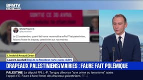Laurent Jacobelli (RN) affirme que le drapeau palestinien est "synonyme, quand on le voit, de violence, de non-respect de la loi, parfois même d'antisémitisme"