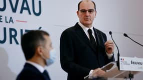 Jean Castex aux côtés de Gérald Darmanin, le 1er février 2021 lors du Beauvau de la sécurité