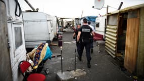 Camp de Roms de Bobigny au nord-est de Paris avant son évacuation. (Illustration)