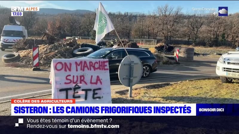Colère des agriculteurs: à Sisteron, les camions frigorifiques sont inspectés