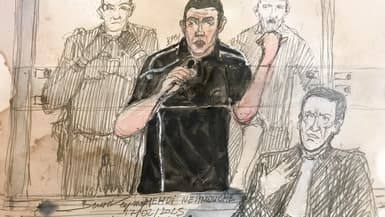 Mehdi Nemmouche, accusé d'avoir été le geôlier de quatre journalistes français, au premier jour de son procès le 17 février 2025, à Paris.