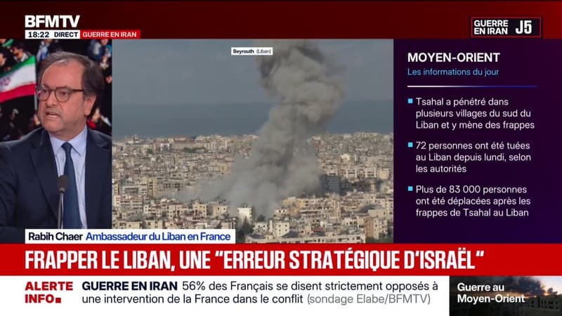 Guerre au Moyen-Orient: l'ambassadeur du Liban en France évoque un "coup de fil" entre Emmanuel Macron et le président libanais ce mercredi