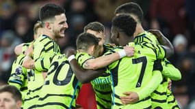 La joie des joueurs d'Arsenal contre Sheffield, le 4 mars 2024