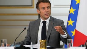 Le président Emmanuel Macron en Conseil des ministres au lendemain d'un remaniement du gouvernement, le 21 juillet 2023 à l'Elysée, à Paris 