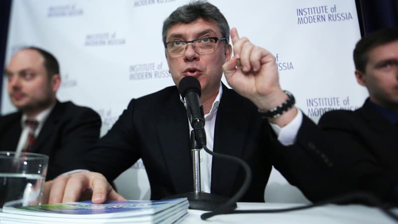 Boris Nemtsov lors d'une conférence de presse sur les JO de Sotchi, le 30 janvier 2014.