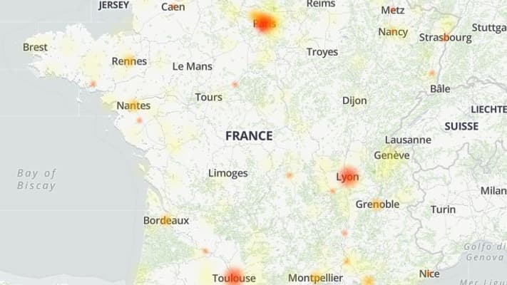 Les pannes signalées sur le site de La Poste. 