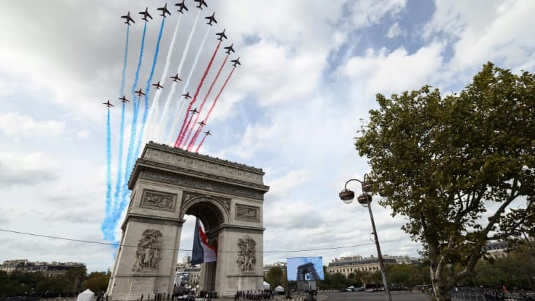 L'Arc de Triomphe à Paris le 20 septembre 2023, au premier jour de la visite d'Etat du roi Charles III L'Arc de Triomphe à Paris le 20 septembre 2023, au premier jour de la visite d'Etat du roi Charles III