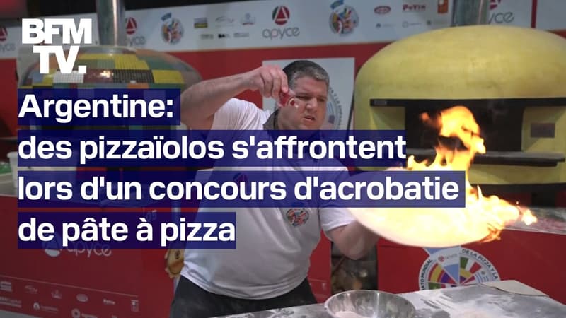 Des pizzaïolos s'affrontent lors d'un concours d'acrobatie de pâte à pizza