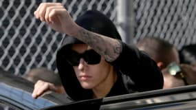 Justin Bieber avant sa comparution le 23 janvier 2014, pour conduite en état d'ébriété sans permis. 