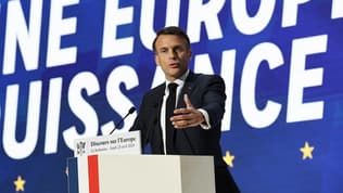 Emmanuel Macron à la Sorbonne, à Paris, le 25 avril 2024