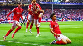 Brennan Johnson, buteur avec Nottingham Forest lors des playoffs, début mai 2022