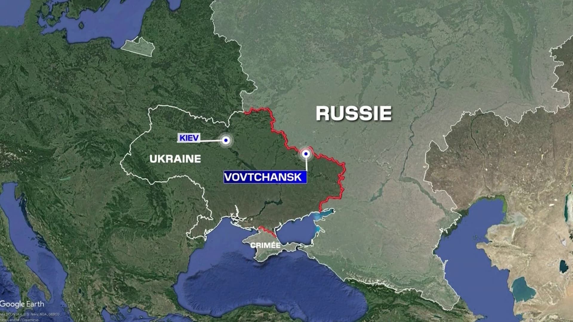 Localisation de Vovtchansk, ville d'environ 18.000 habitants avant le début de la guerre. Localisation de Vovtchansk, ville d'environ 18.000 habitants avant le début de la guerre.