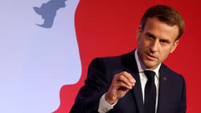 Emmanuel Macron prononce son discours sur les séparatismes, vendredi 2 octobre 2020, depuis Les Mureaux (Yvelines)