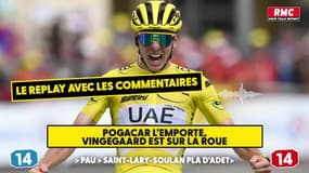 Tour de France (E14) : Pogacar remporte la 14e étape et met tout le monde d'accord, le Replay RMC 