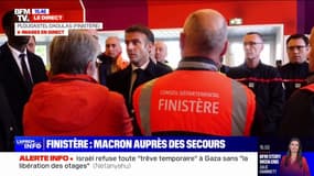 Tempête Ciarán: "Cet événement a été bien géré", déclare Emmanuel Macron aux secours dans le Finistère 