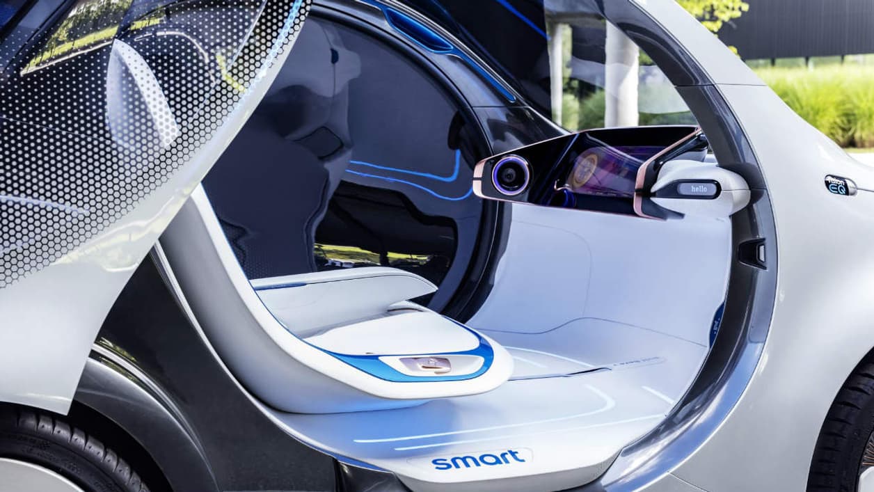 Plus de volant ni de pédales pour la future Smart électrique. Plus de volant ni de pédales pour la future Smart électrique.