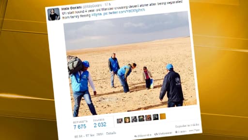 La journaliste de CNN Hala Gorani a diffusé sur son compte Twitter cette photo du HCR montrant la découverte par ses membres du petit Marwan.