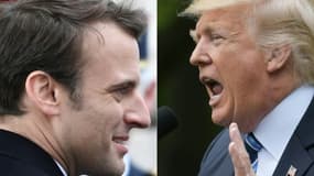 Photomontage présentant le président français Emmanuel Macron le 8 mai 2017 et le président américain Donald Trump.
