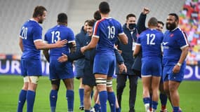 Les joueurs du XV de France, à Saint-Denis le 20 mars 2021