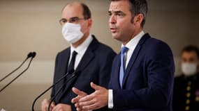 Le ministre de la Santé Olivier Véran et le Premier ministre Jean Castex le 22 octobre 2020.