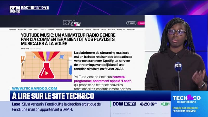 À lire sur le site Tech&Co : YouTube Music, un animateur radio généré par l'IA commentera bientôt vos playlists musicales à la volée, par Kesso Diallo - 29/09