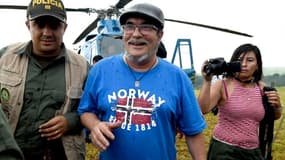 Le chef des FARCRodrigo Londono alias "Timochenko" à son arrivée à Mesetas le 26 juin 2017
